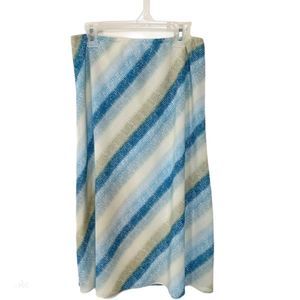New York & Company Midi Skirt Blue Cream Small